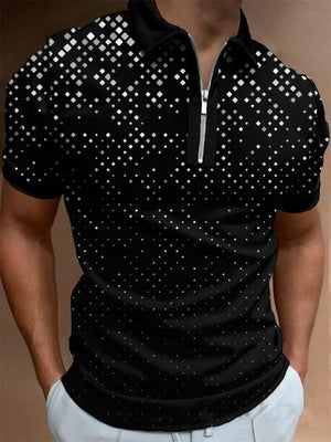 Solid Shirts Men Short Sleeve T-shirts Streetwear Mens Clothing Zipper T-Shirt Tops S-3XL Elastic Cotton | TageUnlimited