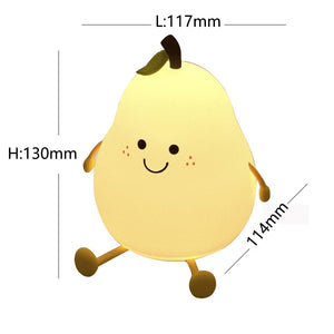 LED Pear Fruit Night Light USB Rechargeable Dimming Touch Silicone Table Lamp Bedroom Bedside Decoration Couple Gift Boby Light | TageUnlimited