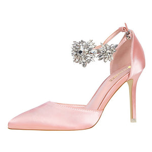 BIGTREE Shoes Women High Heels Rhinestone Woman Pumps Stiletto Silk Satin Women Heels Shoes Ladies Wedding Shoes Women Sandals | TageUnlimited