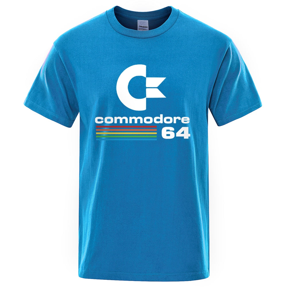 Men T-shirts Summer Commodore 64 Print T Shirt C64 SID Amiga Retro Cool Design Street Short Sleeve Top Tee Cotton Clothing | TageUnlimited