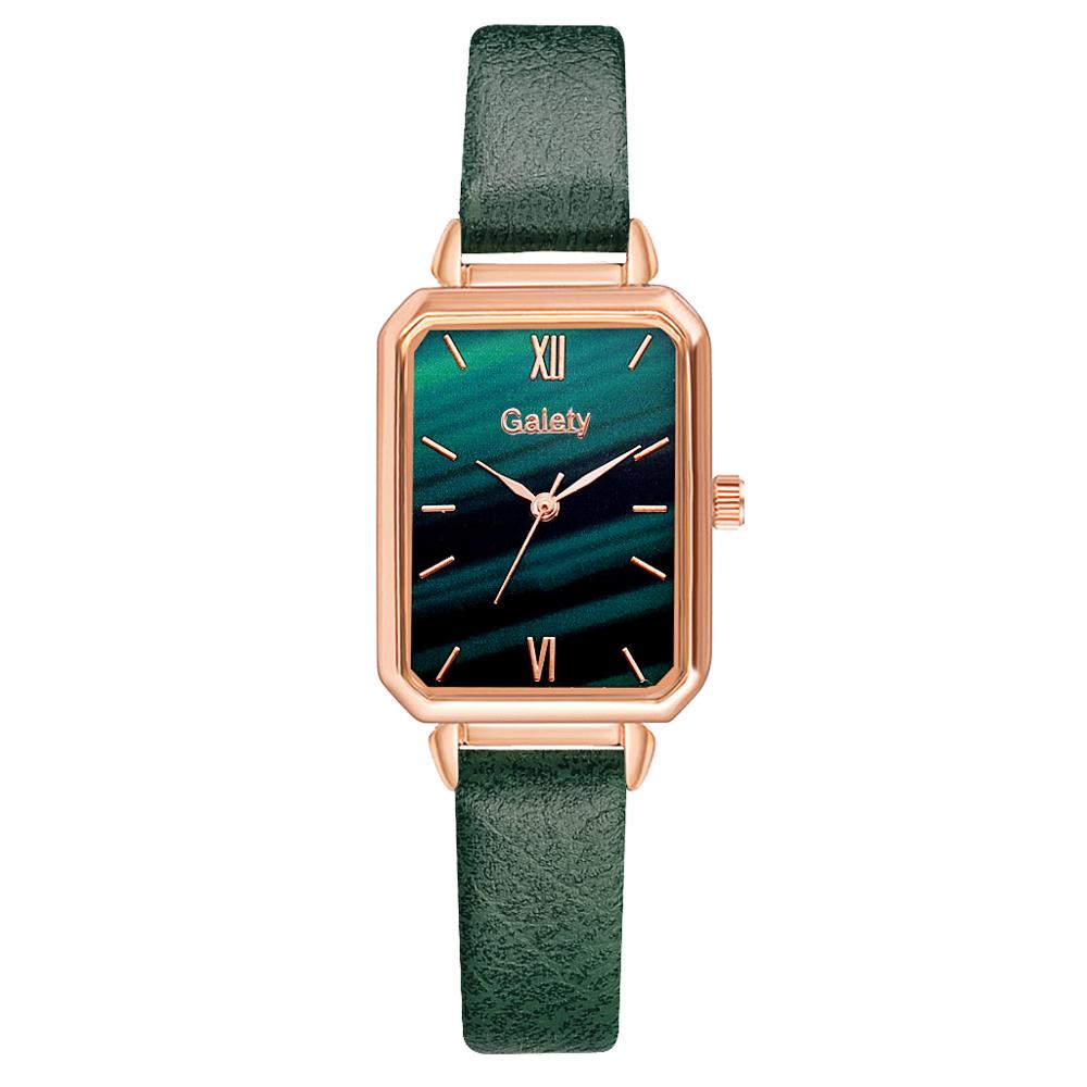 Gaiety Brand Women Watches Fashion Square Ladies Quartz Watch Bracelet Set Green Dial Simple Rose Gold Mesh Luxury Women Watches | TageUnlimited