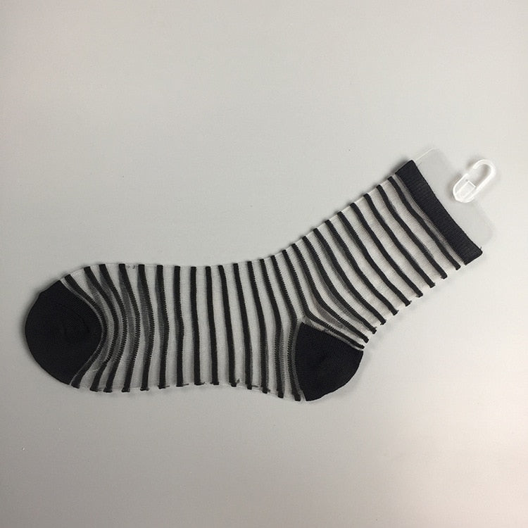 Hipster Harajuku Ankle Ladies Socks Women Fashion Transparent Stripe Short Female Summer Women&#39;s Socks Summer Black White Socks | TageUnlimited