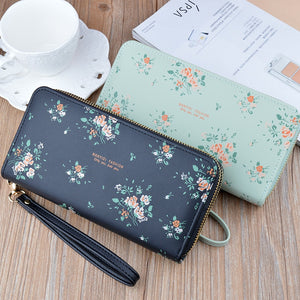 Wristband Phone Purses Women Wallets Splice Female Purse Leather Ladies Long Woman Wallets Big Card Holder Clutch Double Zipper | TageUnlimited