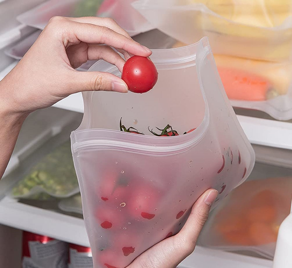 Silicone Food Storage Bag Reusable Stand Up Zip Shut Bag Leakproof Containers Fresh Bag Food Storage Bag Fresh Wrap Ziplock Bag | TageUnlimited