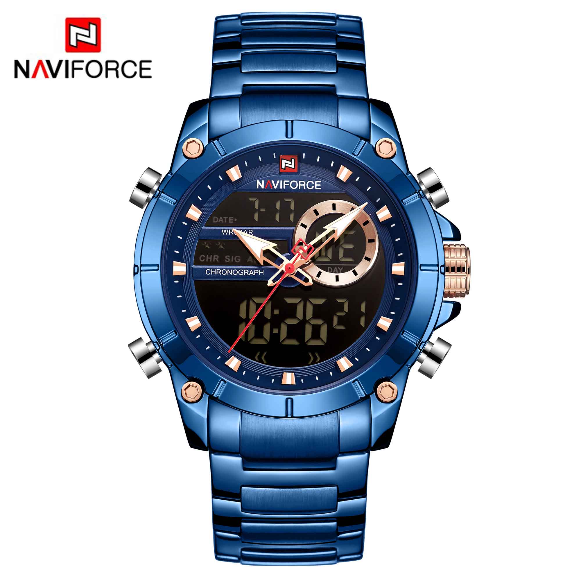 NAVIFORCE Luxury Original Sports Wrist Watch For Men Quartz Steel Waterproof Digital Fashion Watches Male Relogio Masculino 9163 | TageUnlimited