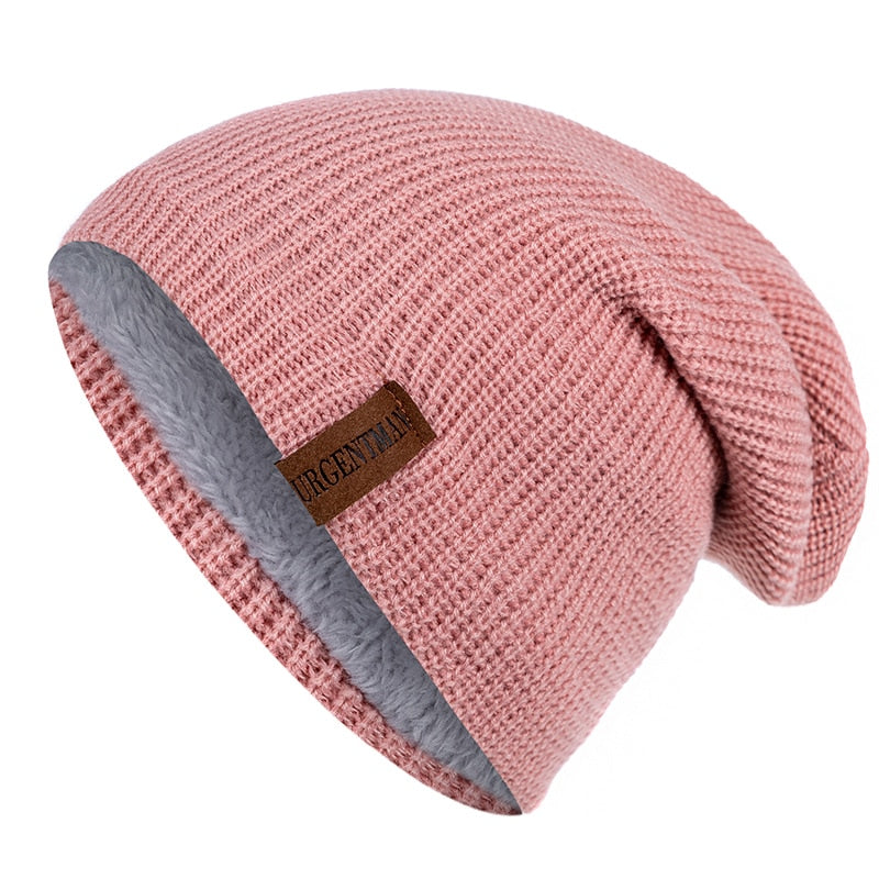 Unisex Letter Beanie Hat Leisure Lined Winter Hats For Men Women Keep Warm Knitted Hat Fashion Solid Ski Bonnet Cap | TageUnlimited