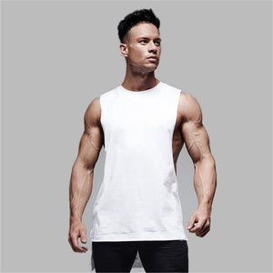 Mens Casual Fashion Tank Top Gym Fitness Workout Cotton Sleeveless Shirt Summer Clothing Male Extend Long Singlet Hip Hop Vest | TageUnlimited