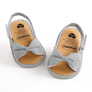 Newborn Toddler Baby Infant Shoes Cute Striped Kids Girl Summer Soft Sole Bow Sandal Shoes 0-18M | TageUnlimited
