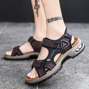 Sandals Genuine Leather Men Slippers Gladiator Men Beach Sandals Soft Comfortable Outdoors Wading Shoes | TageUnlimited