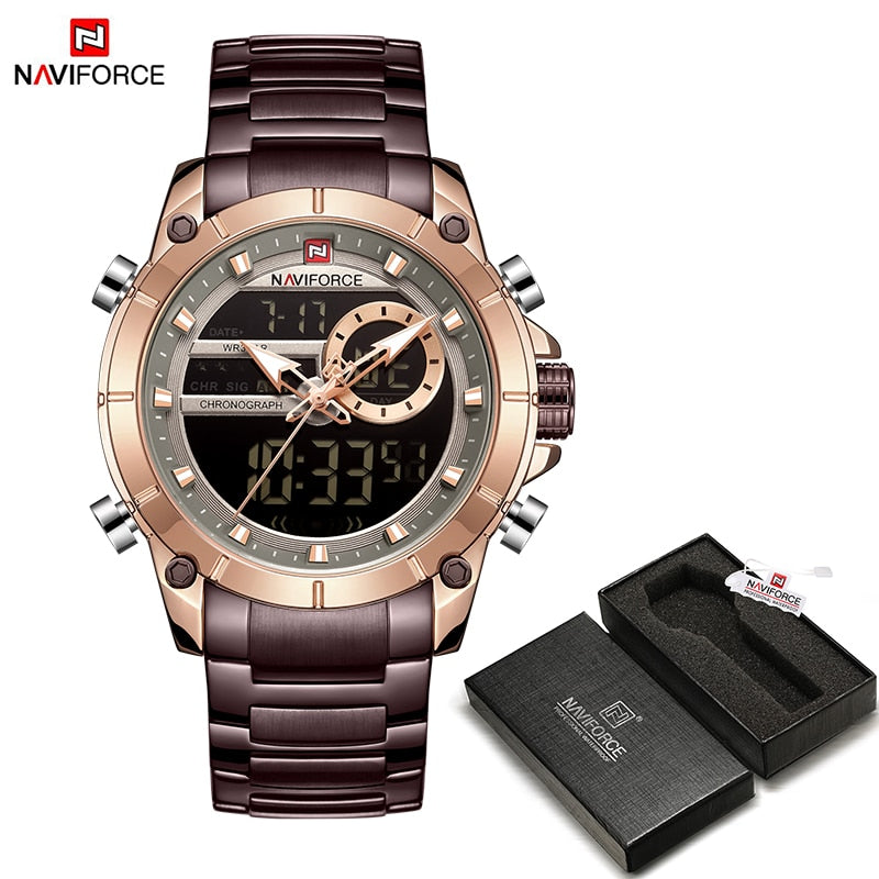 NAVIFORCE Luxury Original Sports Wrist Watch For Men Quartz Steel Waterproof Digital Fashion Watches Male Relogio Masculino 9163 | TageUnlimited