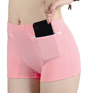 Women Safety Short Pants Soft Solid Shorts Boxer Summer Under Skirt Shorts With Zipper Pockets Femme Underwear Safety Shorts | TageUnlimited