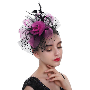 Vintage Women Feather Flower Fascinator Hat Ladies Hair Accessories Wedding Party Floral Mesh Veil Headband Hairpin | TageUnlimited