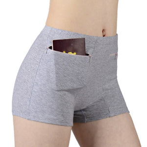 Women Safety Short Pants Soft Solid Shorts Boxer Summer Under Skirt Shorts With Zipper Pockets Femme Underwear Safety Shorts | TageUnlimited