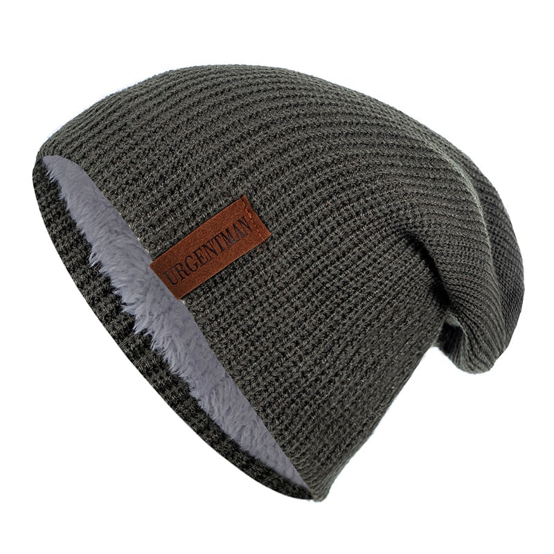 Unisex Letter Beanie Hat Leisure Lined Winter Hats For Men Women Keep Warm Knitted Hat Fashion Solid Ski Bonnet Cap | TageUnlimited