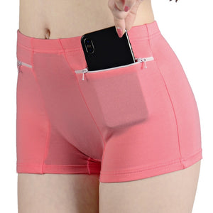 Women Safety Short Pants Soft Solid Shorts Boxer Summer Under Skirt Shorts With Zipper Pockets Femme Underwear Safety Shorts | TageUnlimited
