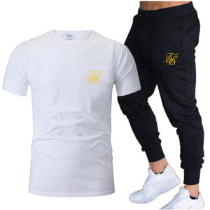 Leisure SikSilk brand MenSet Tracksuit Sportswear Track Suits Male Sweatsuit Short Sleeves T shirt 2 piece set | TageUnlimited