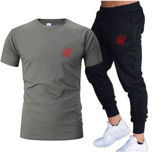 Leisure SikSilk brand MenSet Tracksuit Sportswear Track Suits Male Sweatsuit Short Sleeves T shirt 2 piece set | TageUnlimited