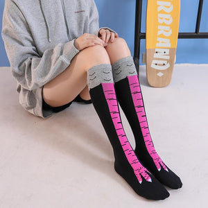 Chicken Paws Feet Socks Women Long Socks Funny Cartoon Cotton Creative Chicken Leg Claw Ladies 3D Print Above Knee High Socks | TageUnlimited