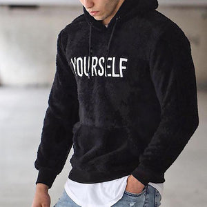 New Autumn and Winter Warm Men´s Wool Hooded Sweatshirts Letter Print Hooded Pullover Kangaroo Pocket Hooded Fleece Sweatshirts | TageUnlimited