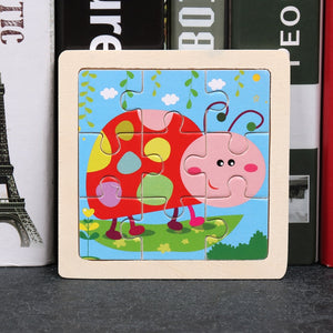 11X11CM Kids Wooden Puzzle Cartoon Animal Traffic Tangram Wood Puzzle Toys Educational Jigsaw Toys for Children GiftS | TageUnlimited