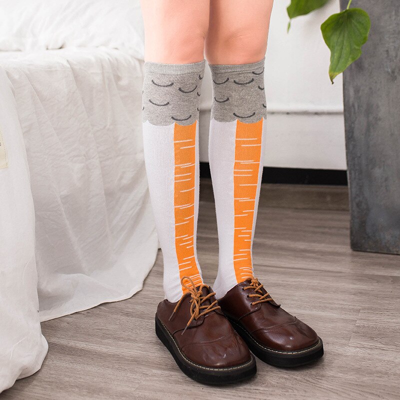 Chicken Paws Feet Socks Women Long Socks Funny Cartoon Cotton Creative Chicken Leg Claw Ladies 3D Print Above Knee High Socks | TageUnlimited