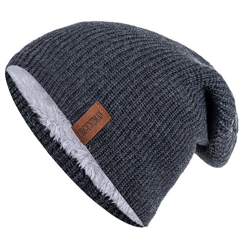 Unisex Letter Beanie Hat Leisure Lined Winter Hats For Men Women Keep Warm Knitted Hat Fashion Solid Ski Bonnet Cap | TageUnlimited