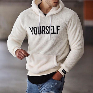 New Autumn and Winter Warm Men´s Wool Hooded Sweatshirts Letter Print Hooded Pullover Kangaroo Pocket Hooded Fleece Sweatshirts | TageUnlimited