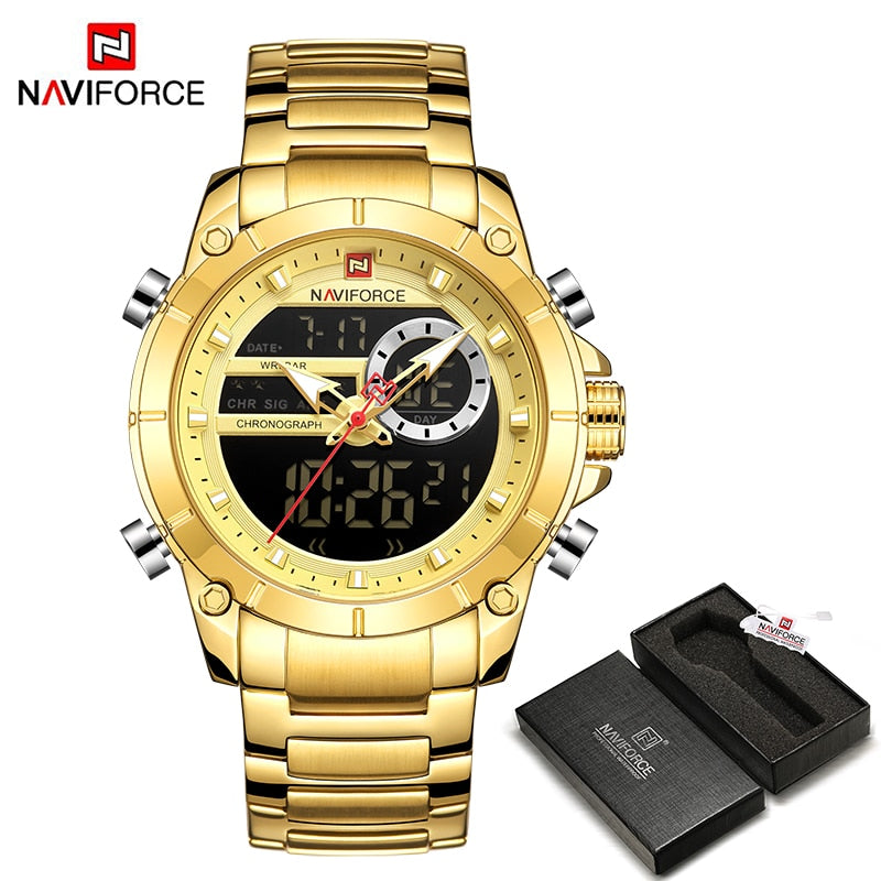 NAVIFORCE Luxury Original Sports Wrist Watch For Men Quartz Steel Waterproof Digital Fashion Watches Male Relogio Masculino 9163 | TageUnlimited