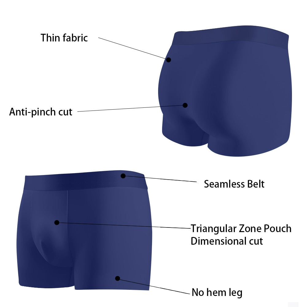 Brand 4PCS Men Underwear Graphene 3A Antibacterial Underpants Ice Silk Men Boxer Shorts Moisture Absorbent Elastic Male Pantie | TageUnlimited