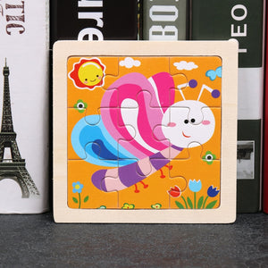 11X11CM Kids Wooden Puzzle Cartoon Animal Traffic Tangram Wood Puzzle Toys Educational Jigsaw Toys for Children GiftS | TageUnlimited