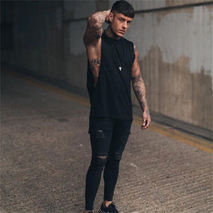 Mens Casual Fashion Tank Top Gym Fitness Workout Cotton Sleeveless Shirt Summer Clothing Male Extend Long Singlet Hip Hop Vest | TageUnlimited