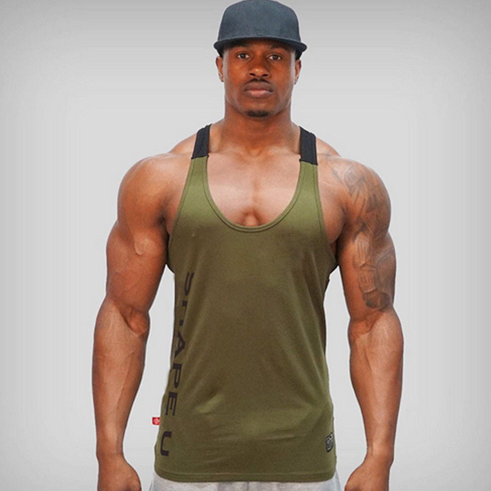 Hot Bodybuilding Fitness Singlets Muscle Vest For Men Tee Basketball Jersey Solid Gym Men Stringer Loose Tank Tops | TageUnlimited