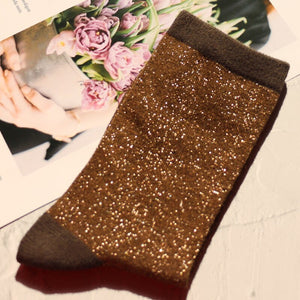 1 pair of gold and silver glitter fashion women's socks summer thin trendy breathable cool socks Korean style personality socks | TageUnlimited