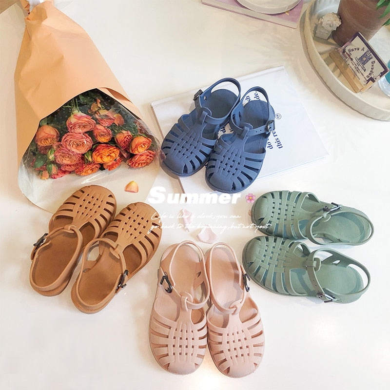 Baby Gladiator Sandals Casual Breathable Hollow Out Roman Shoes PVC Summer Kids Shoes Beach Children Sandals Girls | TageUnlimited