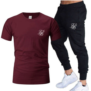 Leisure SikSilk brand MenSet Tracksuit Sportswear Track Suits Male Sweatsuit Short Sleeves T shirt 2 piece set | TageUnlimited