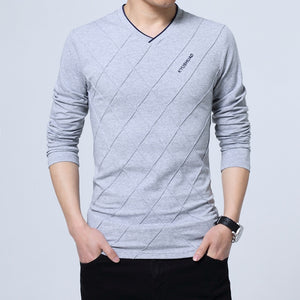 Mens Casual T-shirt Fashion Slim Long Sleeve V Neck Fitness T-shirts Tops Homme Tshirt Boyfriend Gift Harajuku Streetwear | TageUnlimited