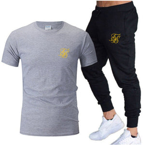 Summer Fashion Leisure SikSilk brand MenSet Tracksuit Sportswear Track Suits Male Sweatsuit Short Sleeves T shirt 2 piece set | TageUnlimited