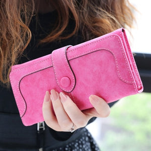Aliwood Brand Wallets Retro Nubuck Leather Women Long Wallets Clutch Female Hasp Purse Vintage Money Bag Carteira Card Holder | TageUnlimited