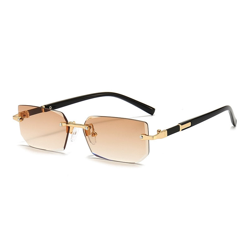 Rimless Sunglasses Rectangle Fashion Popular Women Men Shades Small Square Sun Glasses For Female male Summer Traveling Oculos | TageUnlimited