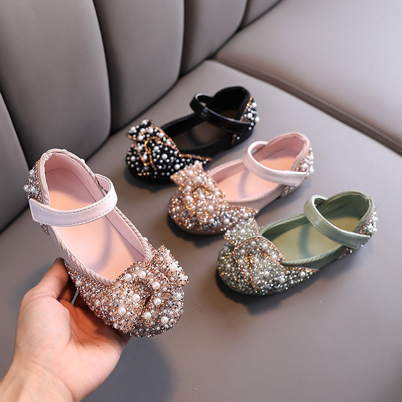 New Childrens Shoes Pearl Rhinestones Shining Kids Princess Shoes Baby Girls Shoes Party And Wedding D487 | TageUnlimited