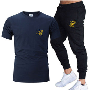 Leisure SikSilk brand MenSet Tracksuit Sportswear Track Suits Male Sweatsuit Short Sleeves T shirt 2 piece set | TageUnlimited