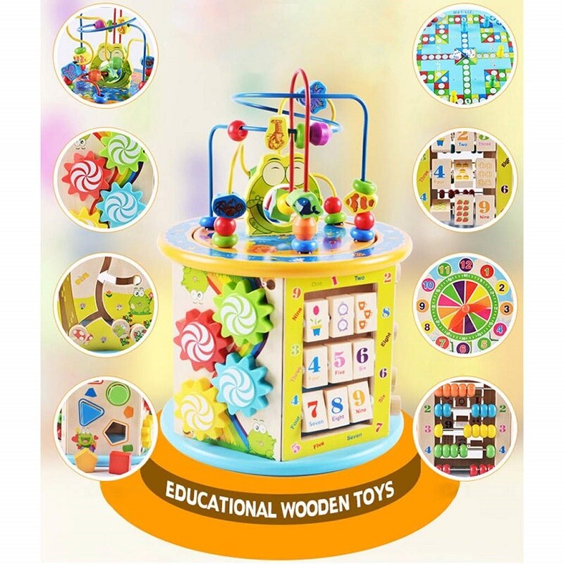 8 in 1 Busy Board Montessori Baby Wooden Cognitive Box Early Education Toys Children Learning Matching Games Interactive Gifts | TageUnlimited