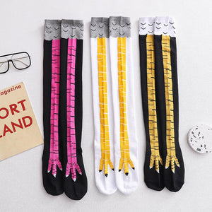 Chicken Paws Feet Socks Women Long Socks Funny Cartoon Cotton Creative Chicken Leg Claw Ladies 3D Print Above Knee High Socks | TageUnlimited