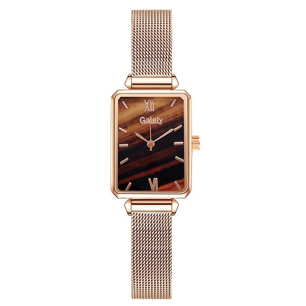 Gaiety Brand Women Watches Fashion Square Ladies Quartz Watch Bracelet Set Green Dial Simple Rose Gold Mesh Luxury Women Watches | TageUnlimited