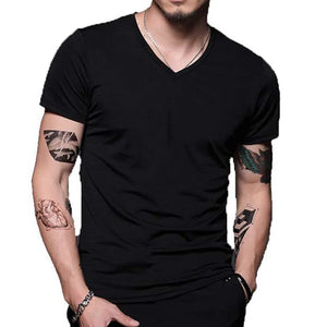 Men Casual Plain Summer Short Sleeve V Neck T-Shirt Gym Fitness Slimming Tee Top Men Shirt Slim Fit Vests Mesh Singlets Muscle | TageUnlimited