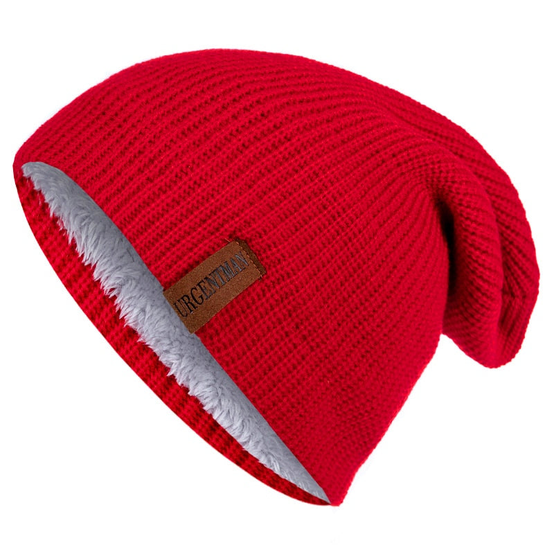 Unisex Letter Beanie Hat Leisure Lined Winter Hats For Men Women Keep Warm Knitted Hat Fashion Solid Ski Bonnet Cap | TageUnlimited