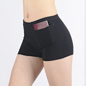 Women Safety Short Pants Soft Solid Shorts Boxer Summer Under Skirt Shorts With Zipper Pockets Femme Underwear Safety Shorts | TageUnlimited