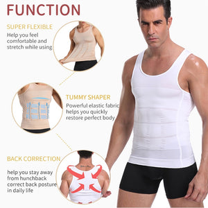 Be-In-Shape Men Slimming Body Shaper Waist Trainer Vest Tummy Control Posture Shirt Back Correction Abdomen Tank Top Shaperwear | TageUnlimited