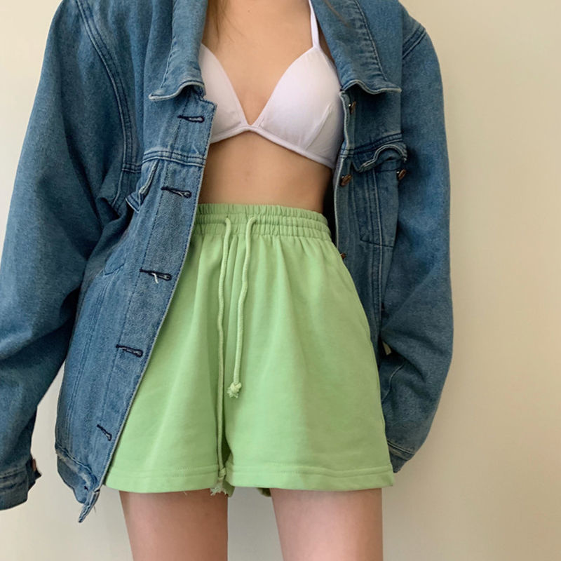 Women Shorts Solid Cotton Cozy Simple Casual Loose Hipsters Running Breathable All-match Streetwear Hot Teens Wide Leg Bottoms | TageUnlimited