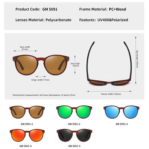 Polarized Sunglasses Men Women  Brand  Wooden Sunglasses Women Round frame Classic Sunglasses | TageUnlimited